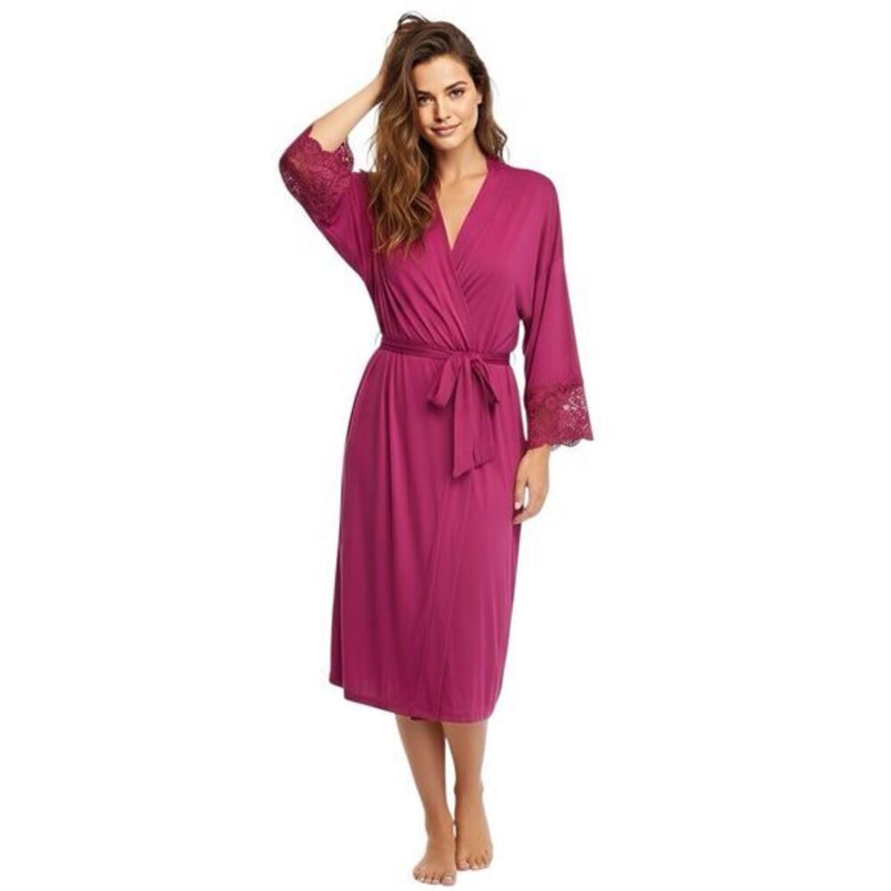 Adore Womens  Sz XL Dressing Gown Bath Robe Lace Sleepwear Lounge Wrap Kimono